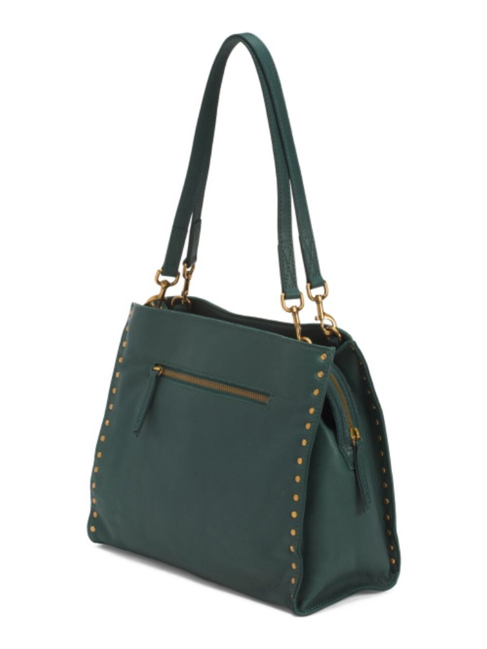 AMERICAN LEATHER CO. Leather Lenox Studded Triple Entry Satchel - Picture 4 of 5